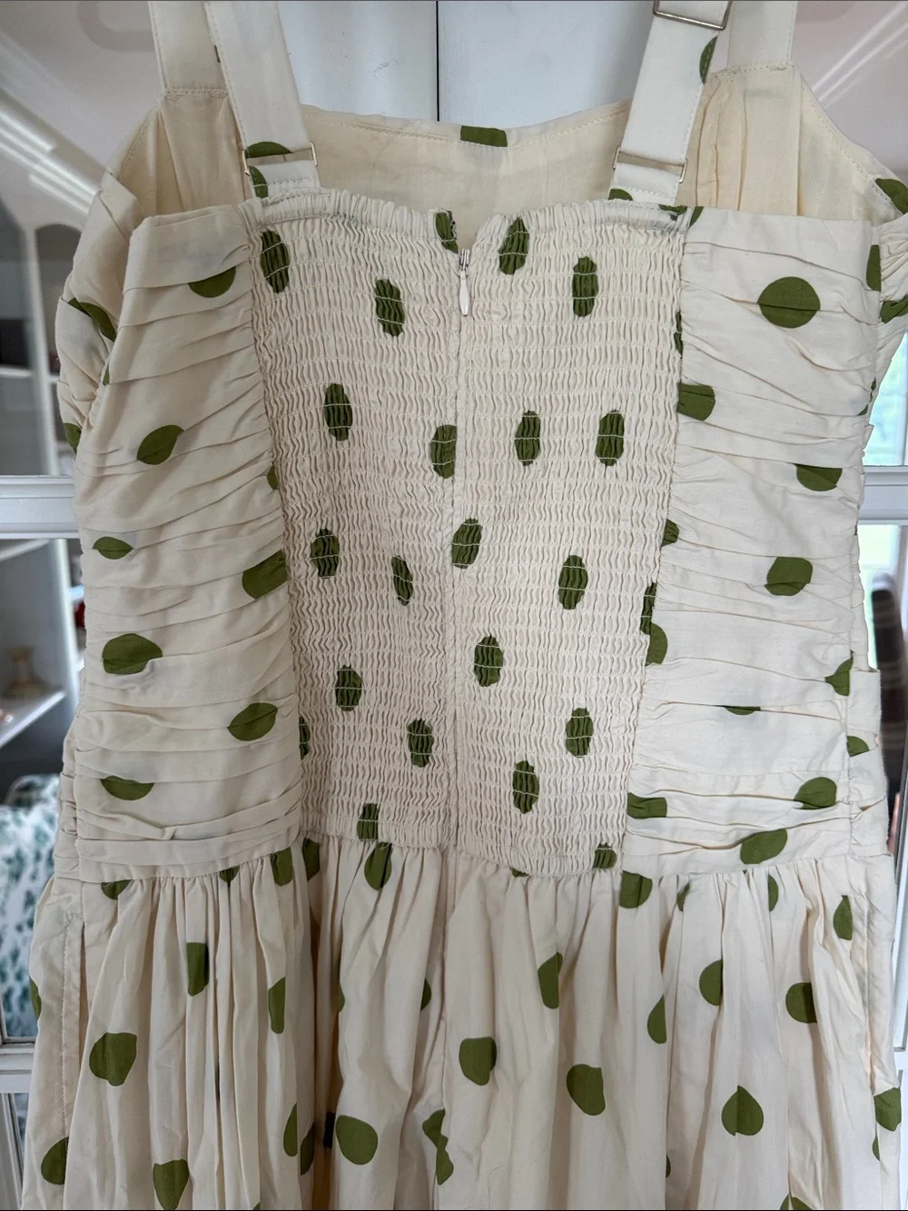 Abercrombie & Fitch Cream Sundress with Green Polka Dots